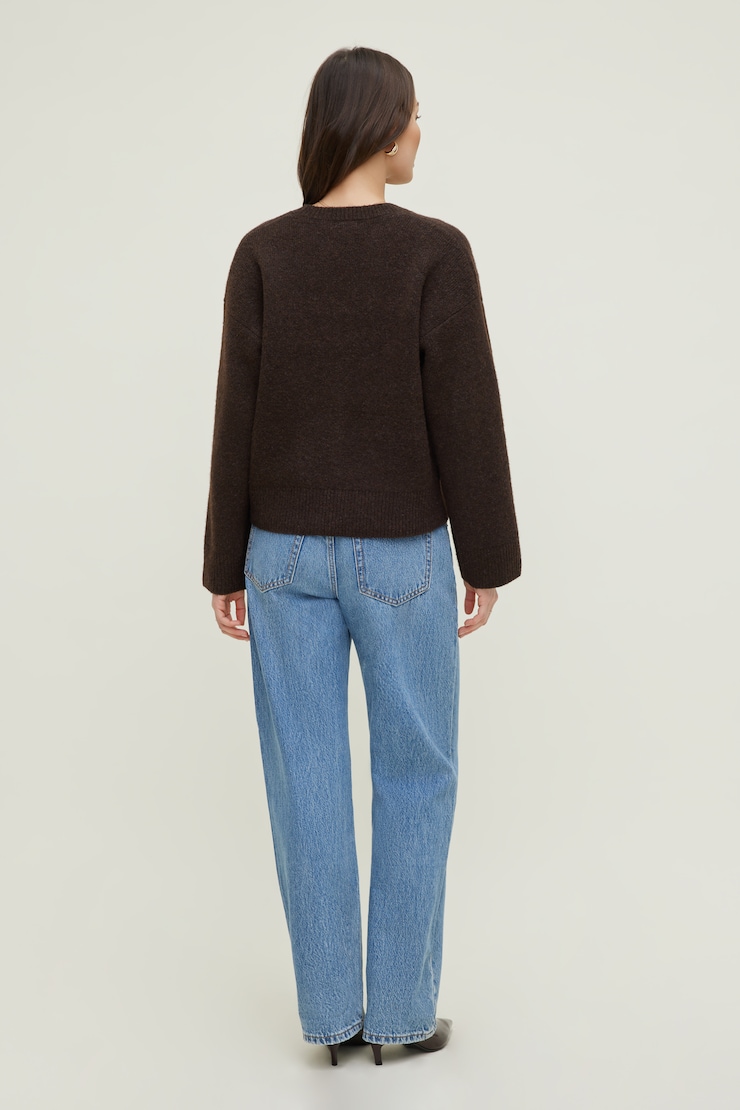 Relaxed V Neck Cardigan - Brown - Women Clothing