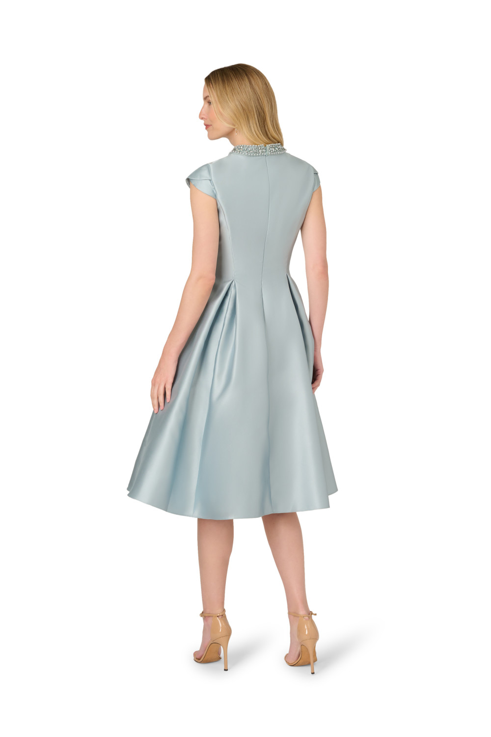 Adrianna Papell Womens Key Hole Mikado Midi Dress - Blue