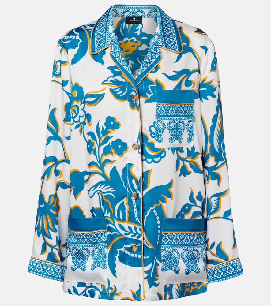 Printed crêpe-de-chine blouse
