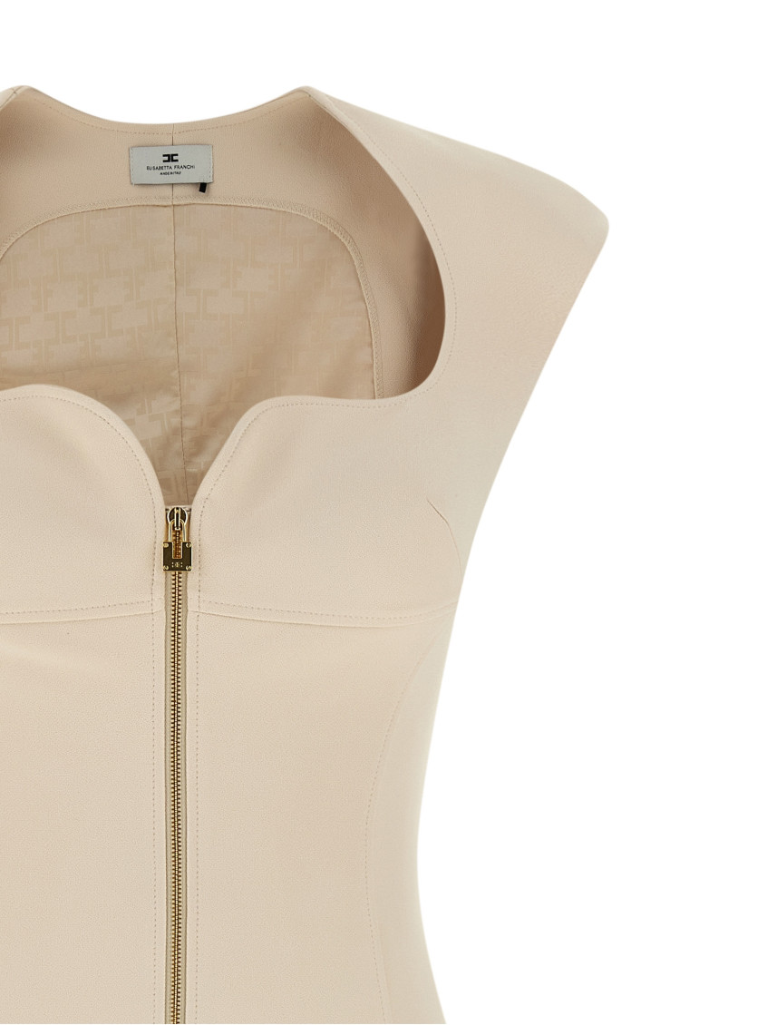 Heart-Shaped Neckline Dress Dresses Beige