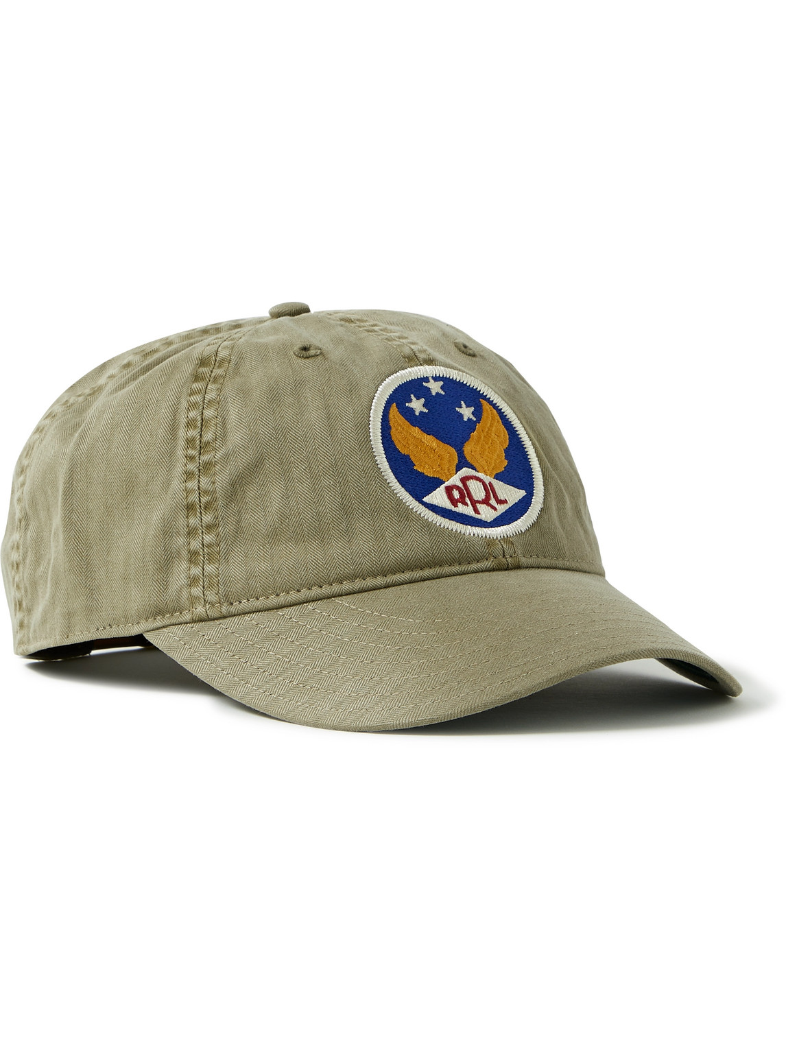 Logo-Appliquéd Herringbone Cotton-Twill Baseball Cap