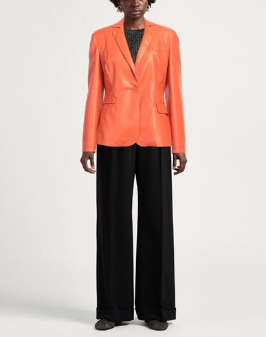 Woman Blazer Orange Size 6 Polyester, Elastane