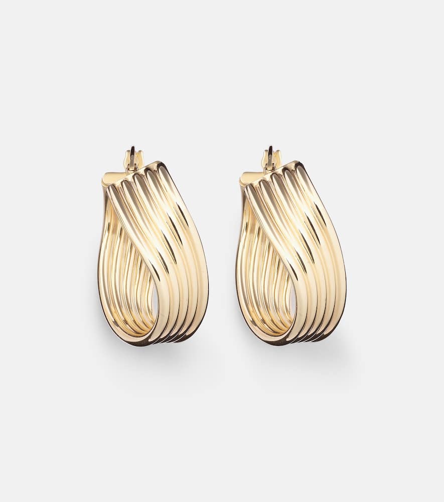Stone and Strand Swerve 10kt gold earrings