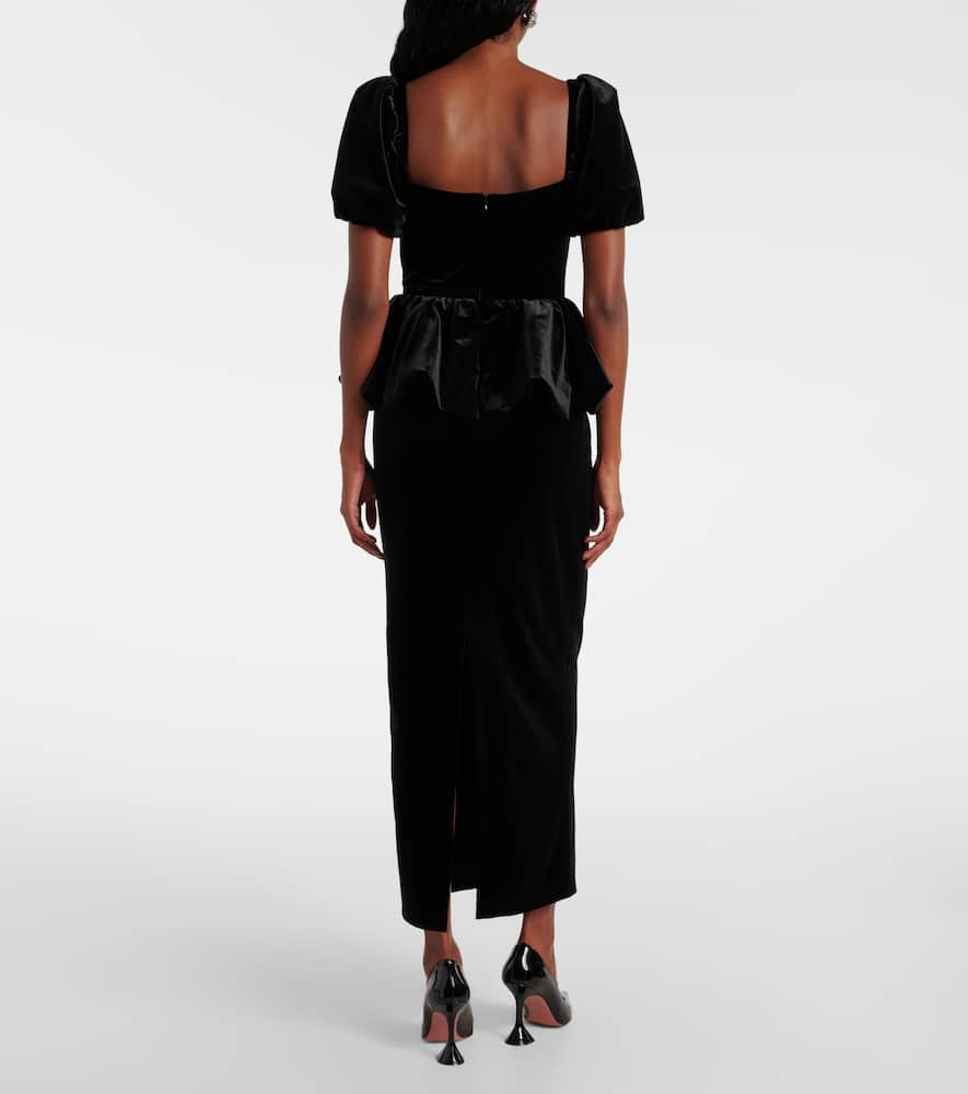 Self-Portrait Peplum velvet midi dress