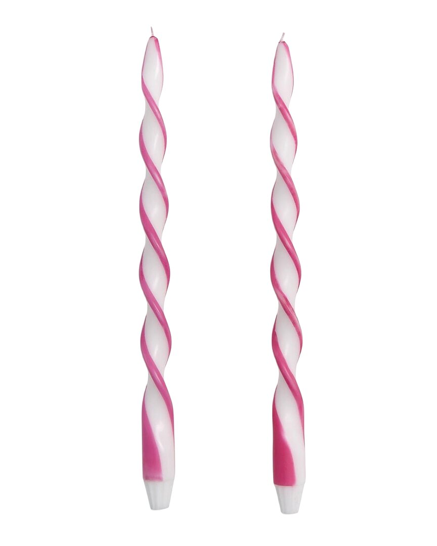 Set Of 2 Twist & Glow Ribbon Twist Taper Candles In Gift Box