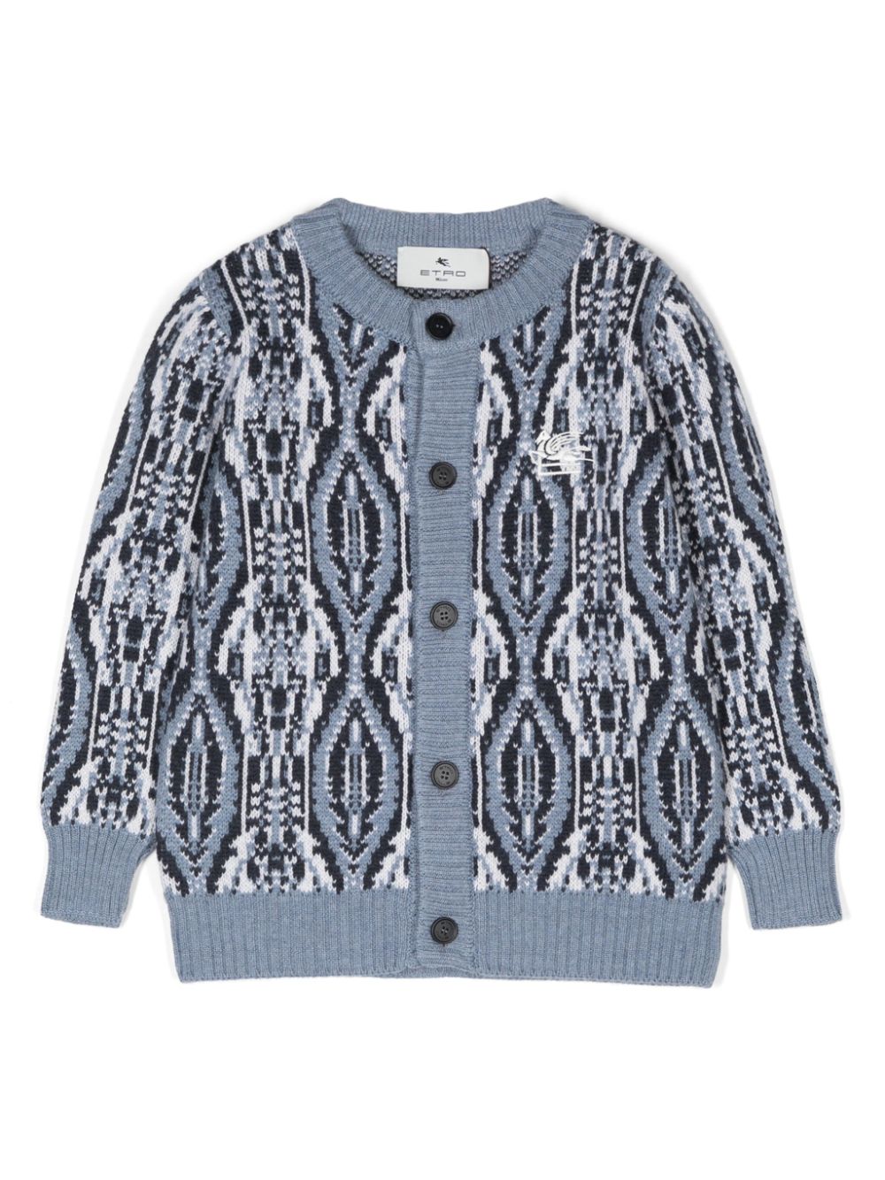 Pegaso-embroidered cardigan - Blue