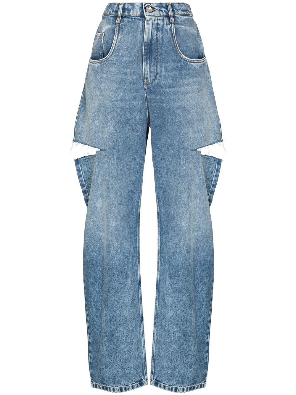 Cut-Out Cargo Jeans — Blue