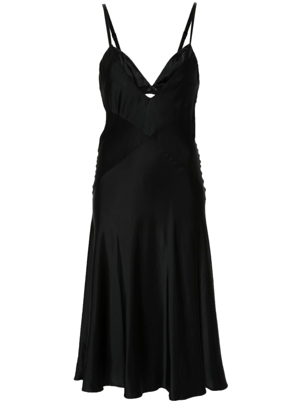 Panelled satin midi dress - Black