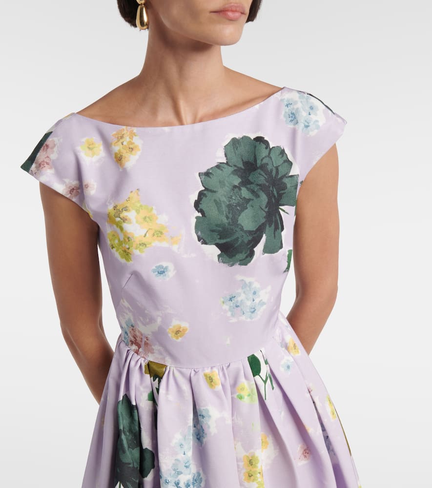 Floral cotton-blend faille midi dress