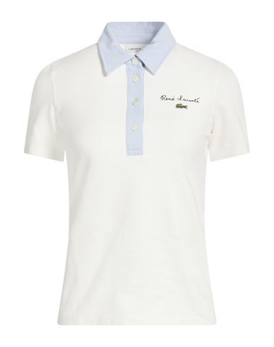 Woman Polo shirt Off white Size 6 Cotton, Elastane
