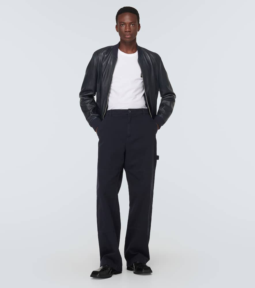 Mid-rise straight cotton pants