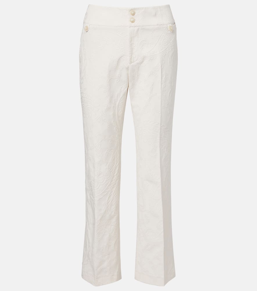 Paisley jacquard cropped flared jeans