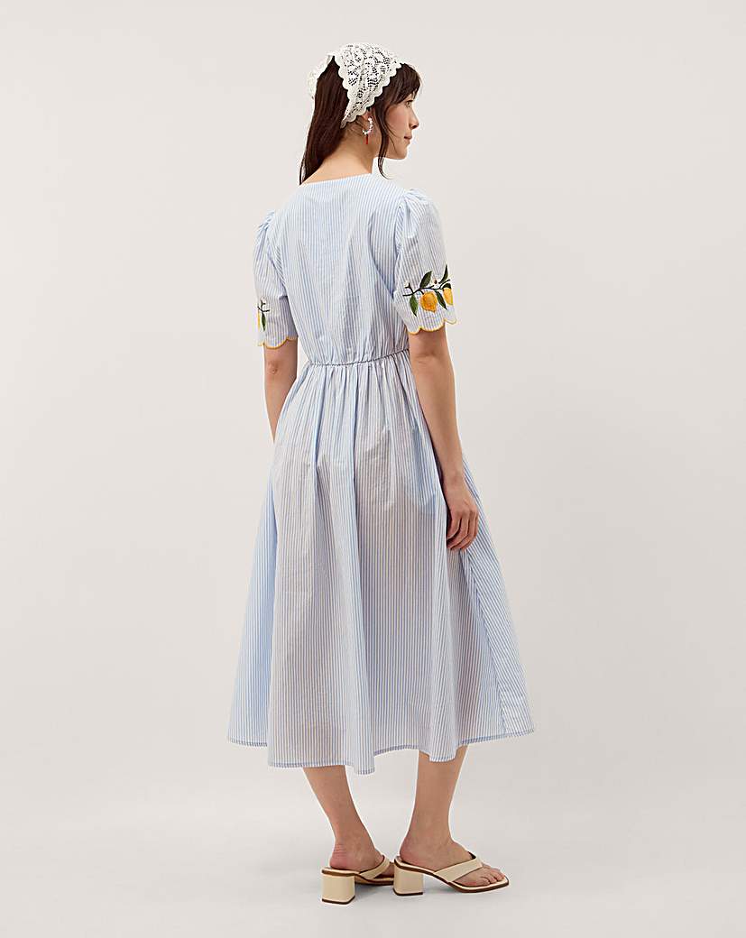 Monsoon Marisol Lemon Stripe Midi Dre