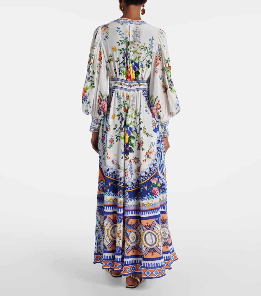 Printed silk crêpe maxi dress