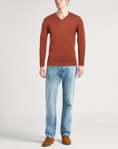 Daniele Fiesoli Man Sweater Rust Size L Merino Wool