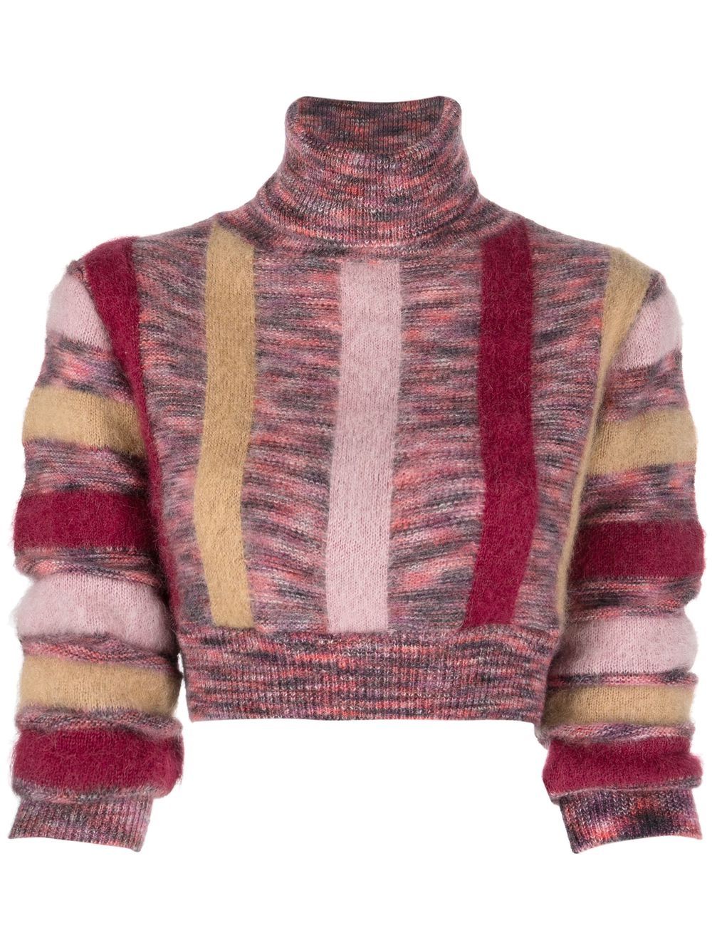 Striped roll-neck crop jumper