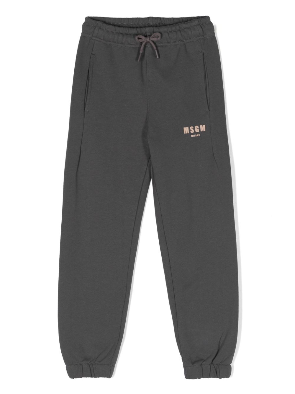 Rubberised logo cotton trousers - Grey