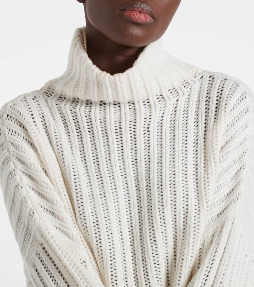 Ribbed-knit cashmere turtleneck sweater