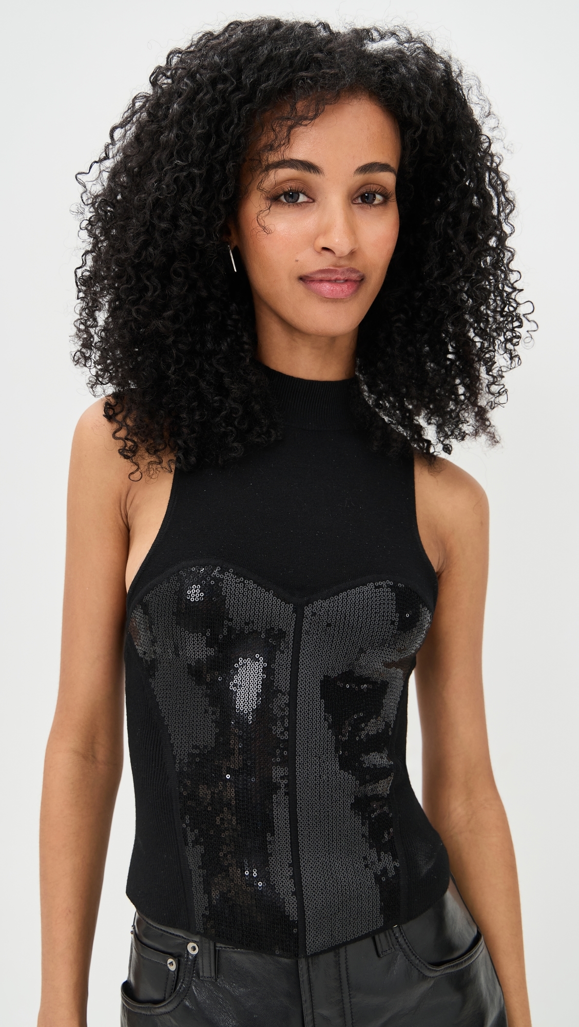 Sequin Knit Top Black