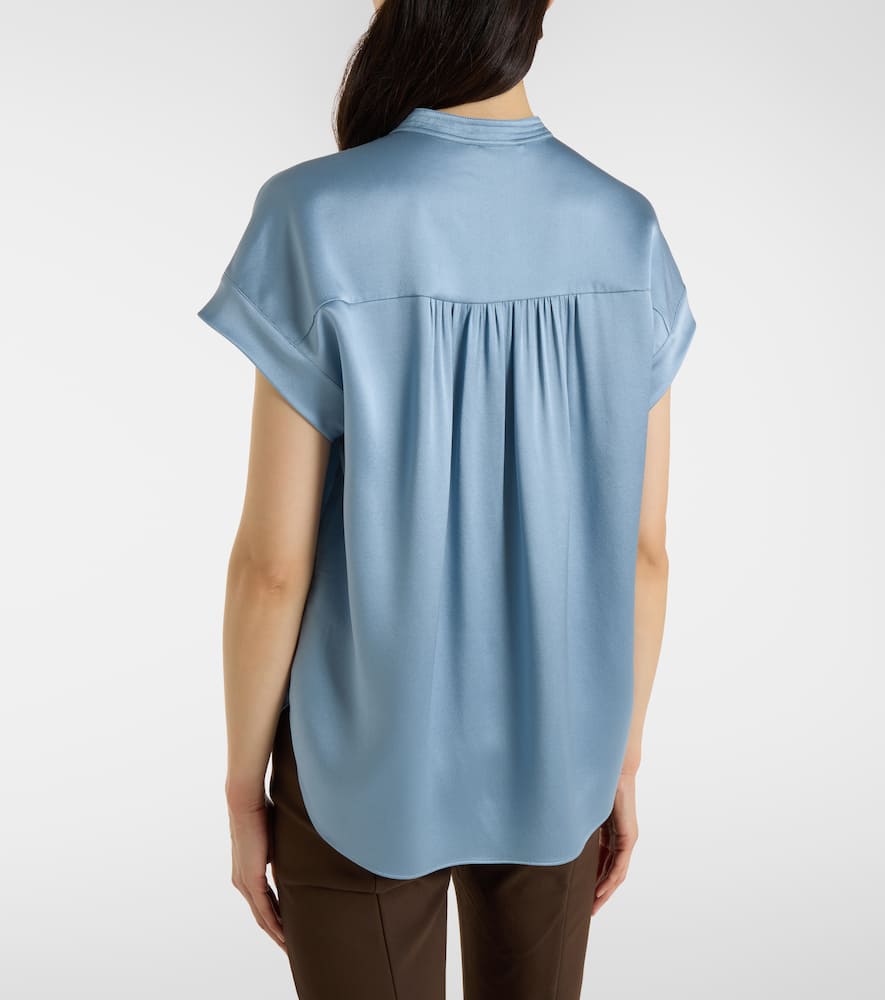 Gathered silk satin blouse