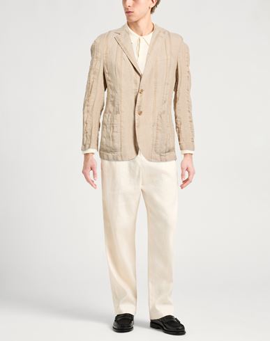 Man Blazer Sand Size 40 Linen, Cotton
