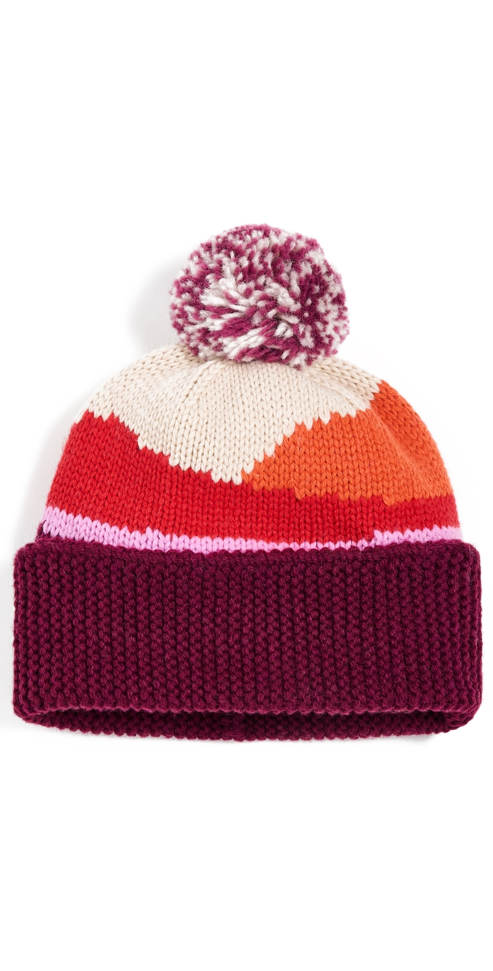 Abstract Sun & Wave Beanie 608 Red Multi One Size