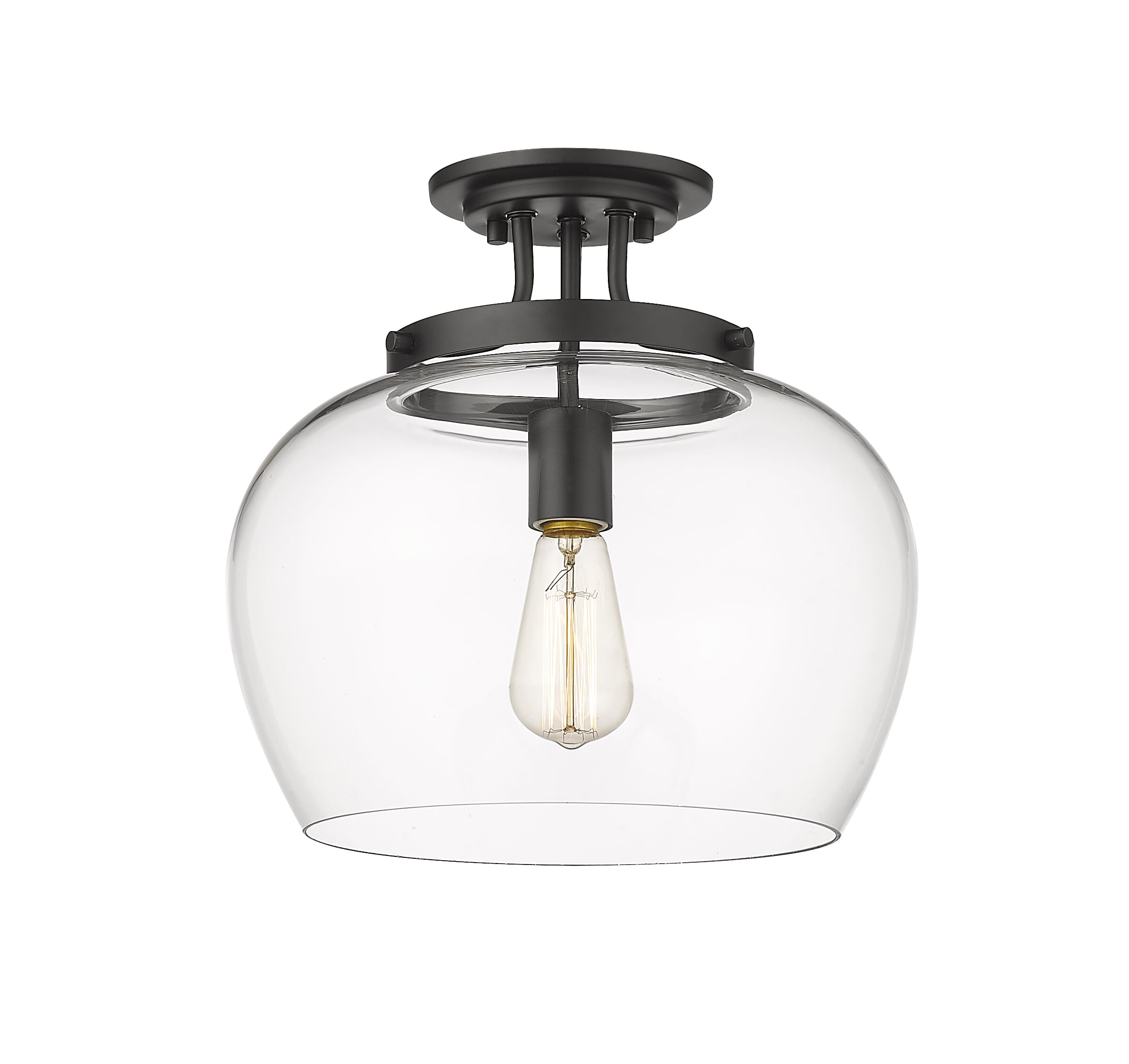 Joliet 1-Light Semi Flush Mount Ceiling Light In Matte Black