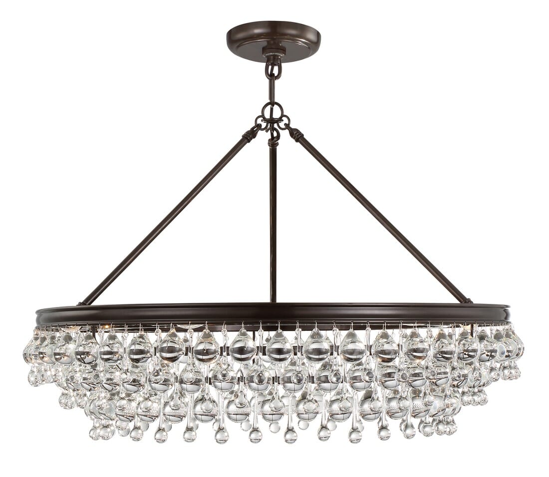 Calypso 20" Chandelier in Vibrant Bronze with Clear Glass Drops Crysta