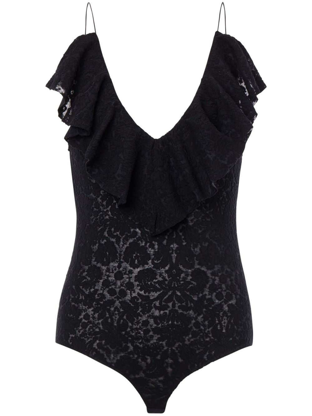 Ruffle-detailing bodysuit - White
