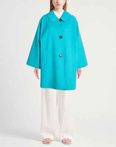 Elena Mirò Woman Coat Turquoise Size 8 Wool, Polyester