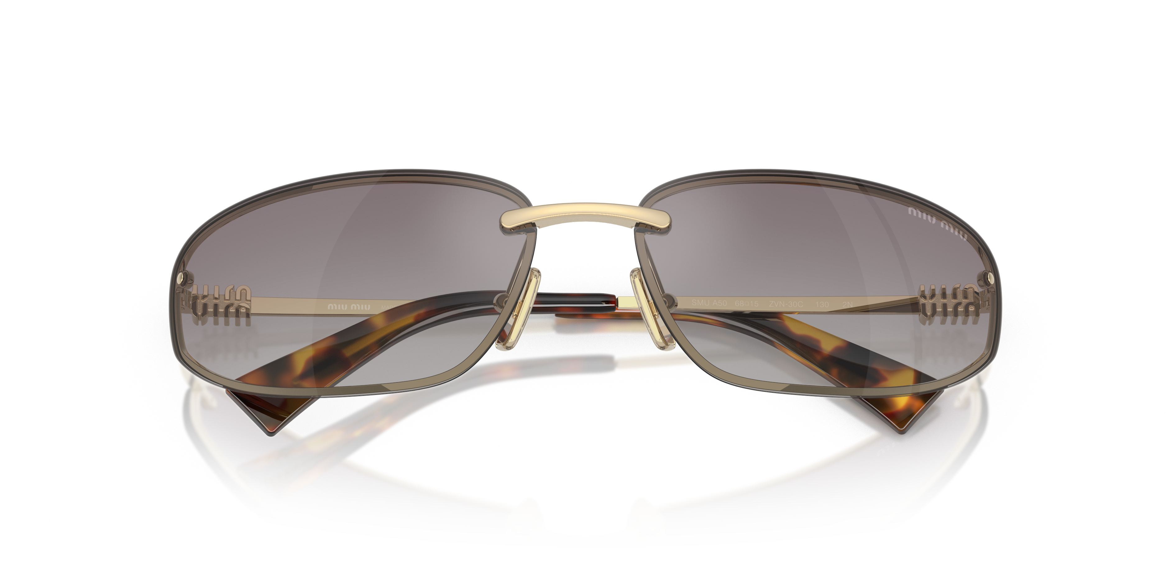 Miu Miu Woman Miu Miu MU A50S ZVN30C Sunglasses Metal Gold Blue Round Normal Nuanced