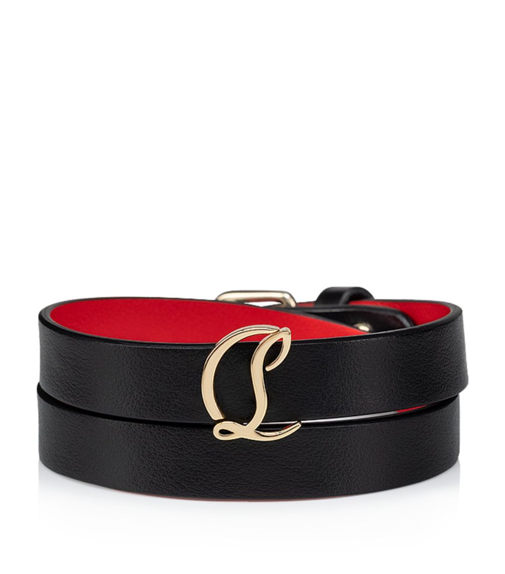 Leather CL Logo Double Bracelet