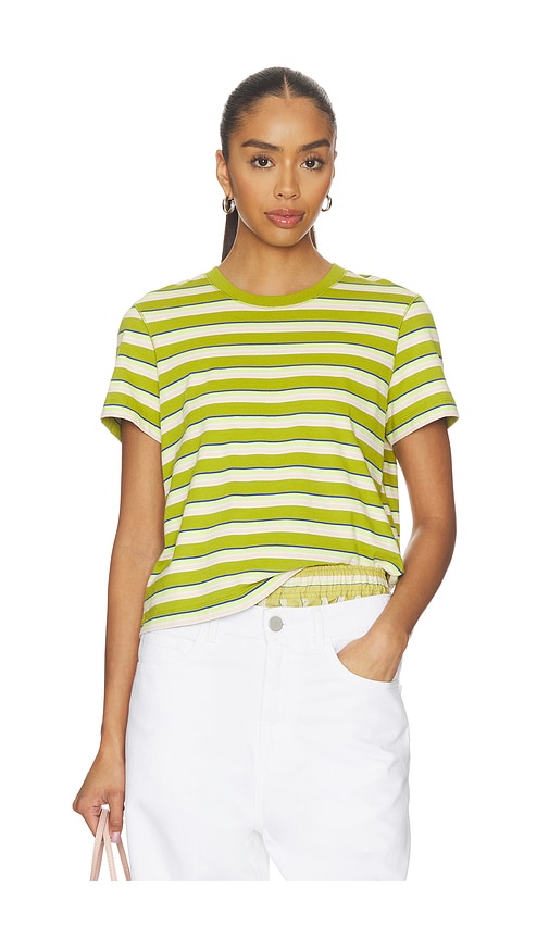 La Ligne Stripe Molly Tee in Olive. - L also in S