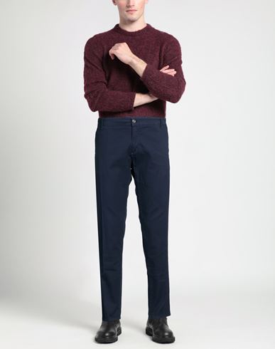 Man Pants Navy Size 40 Cotton, Elastane