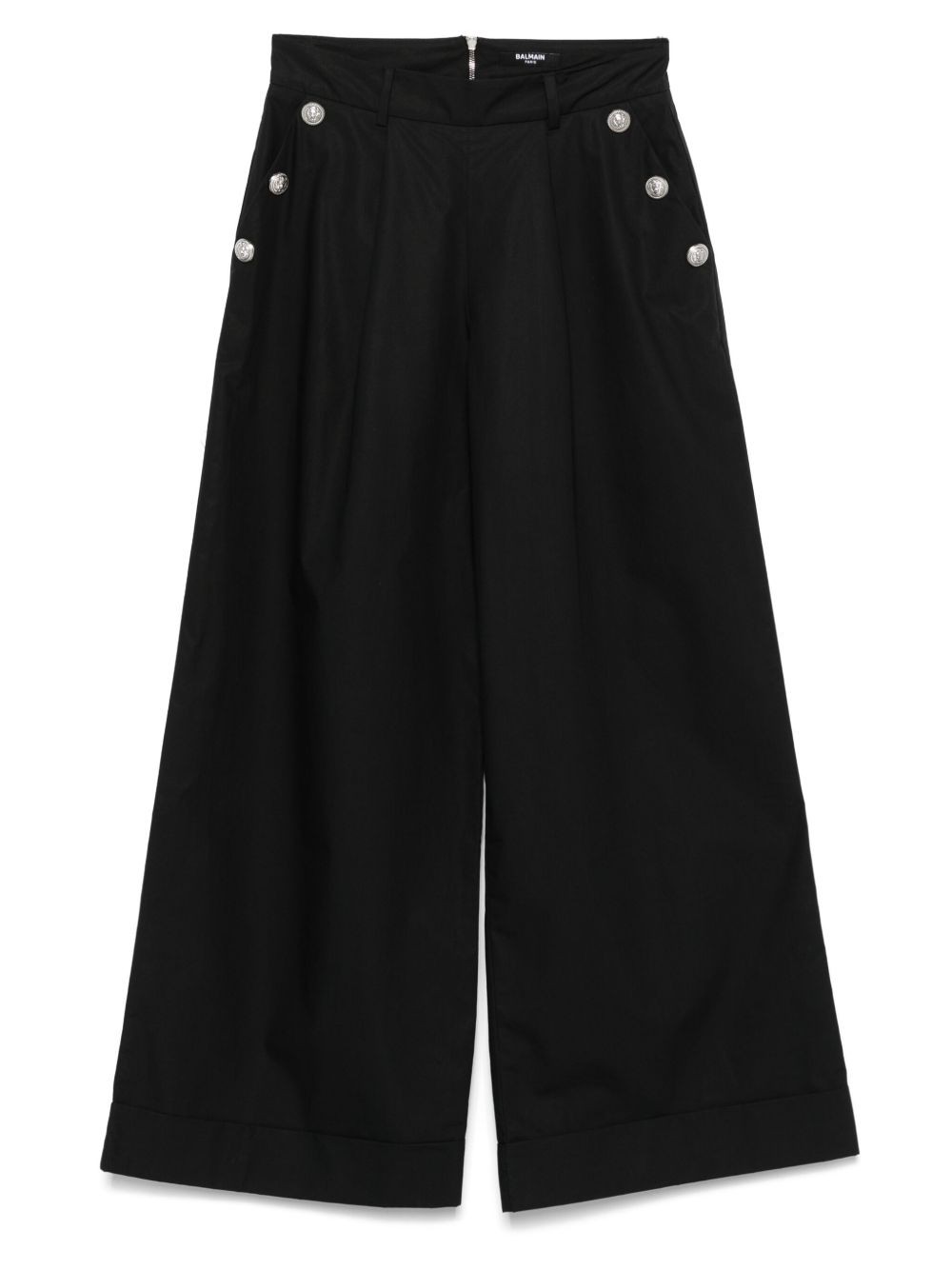 Balmain Kids logo-button palazzo pants - Black