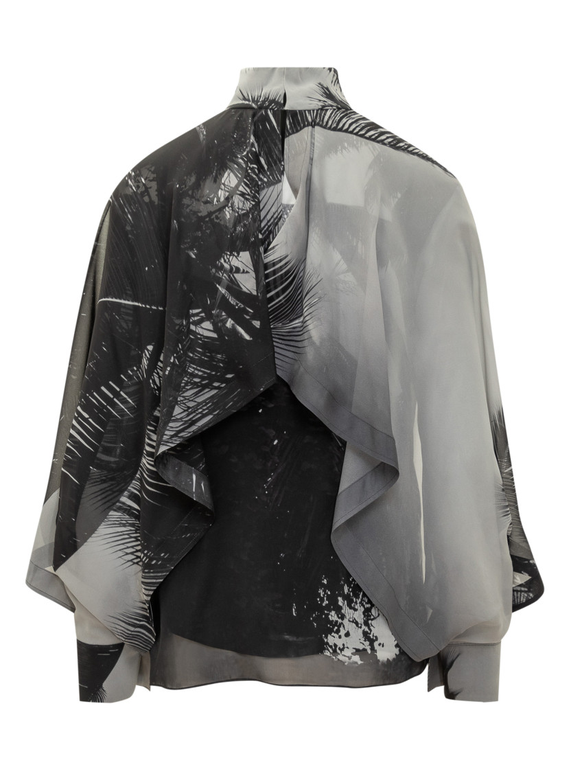Black Printed Mock Collar Top
