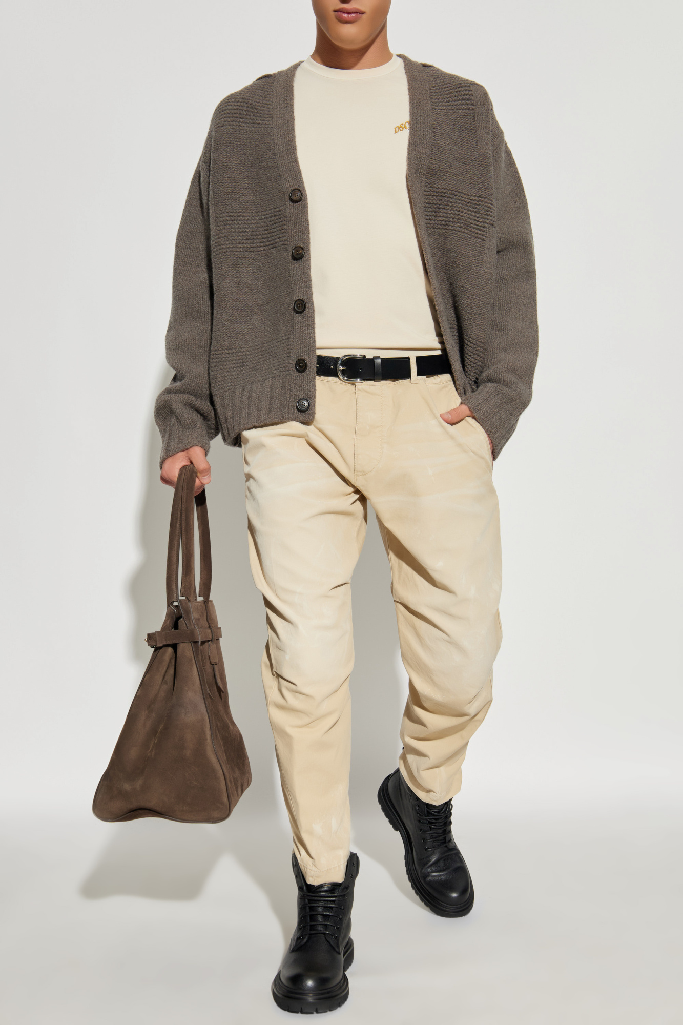 Trousers With A Stains Effect, Men's, Beige