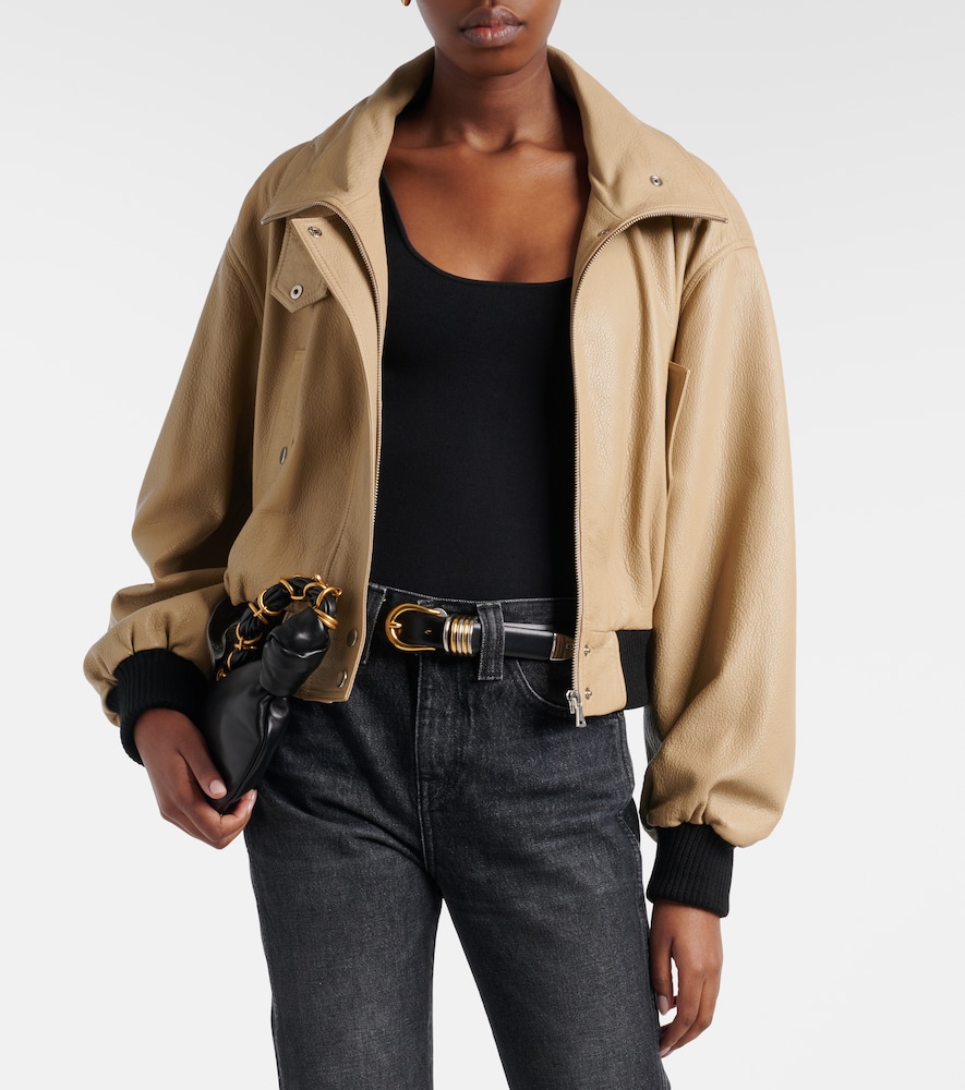 Briar cropped leather blouson jacket
