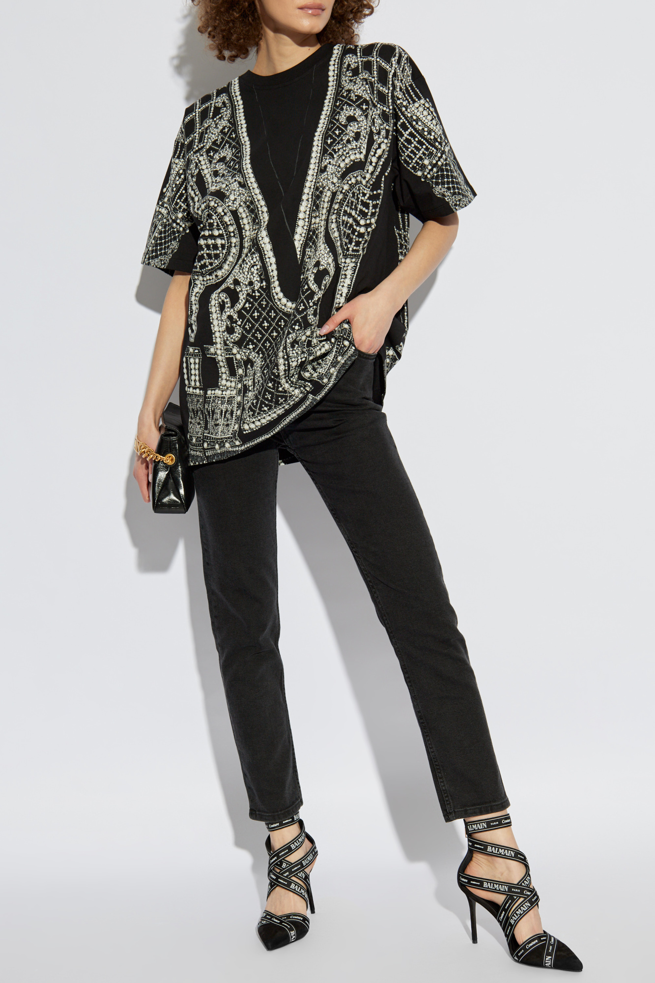 Oversize T-shirt With Print, Women's, Black