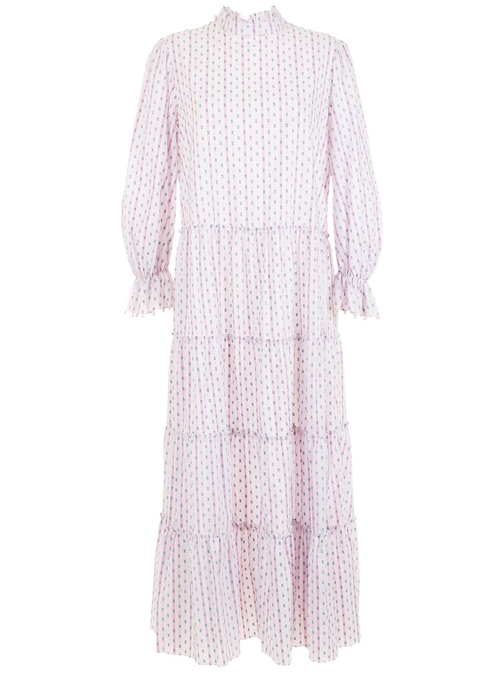 Flocos longsleeved smocked dress - Neutrals