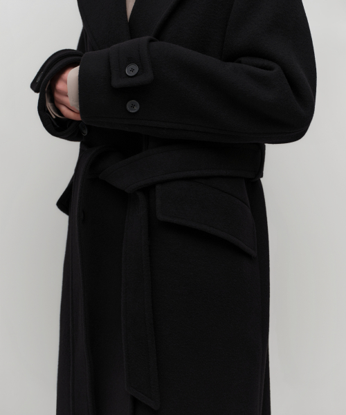Womens Cashmere Blend Oversized Shoulder Trench Coat
