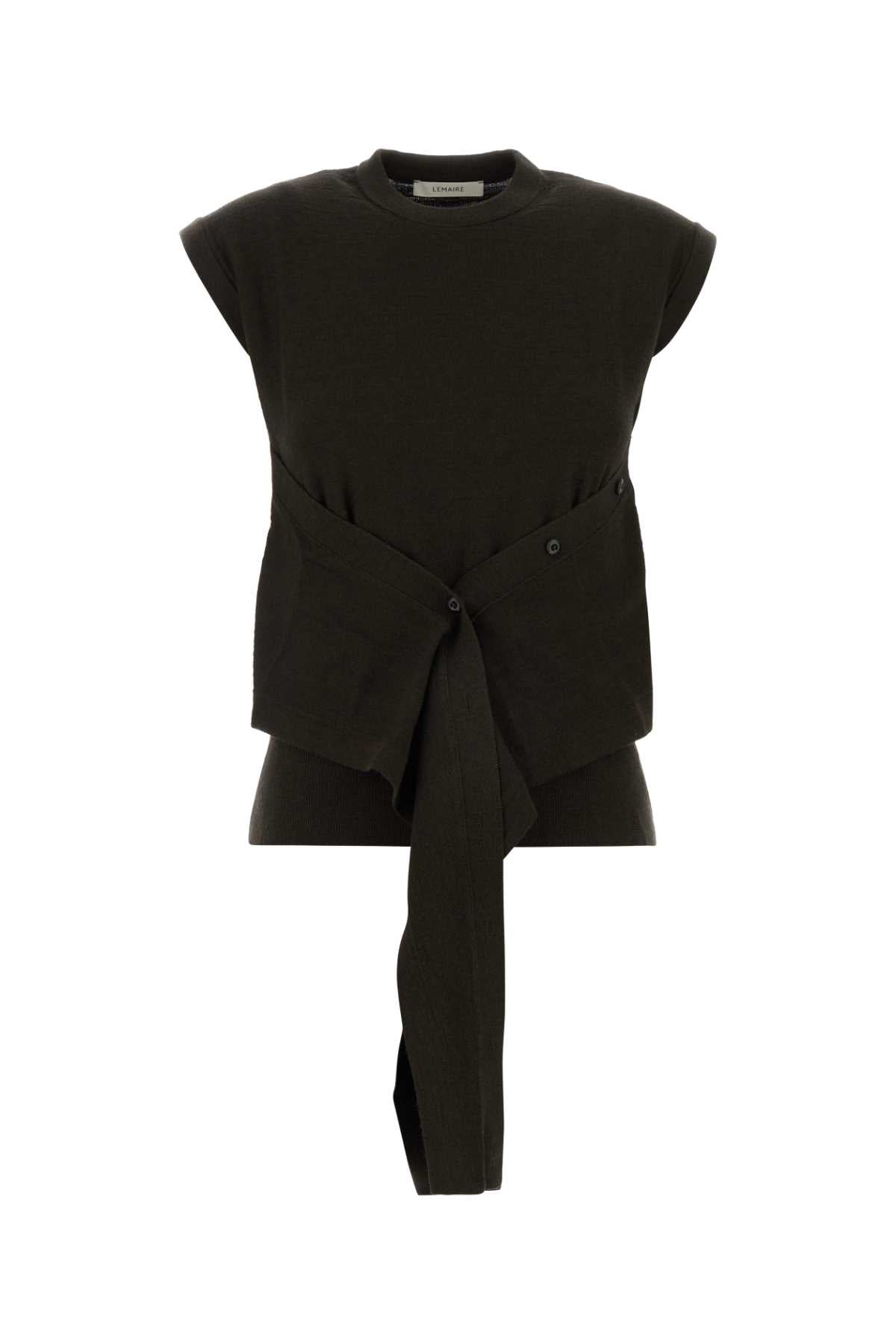 Wool-Acrylic Knit Sweater — Black
