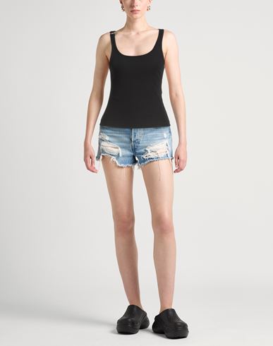 Woman Tank top Black Size L Cotton, Elastane