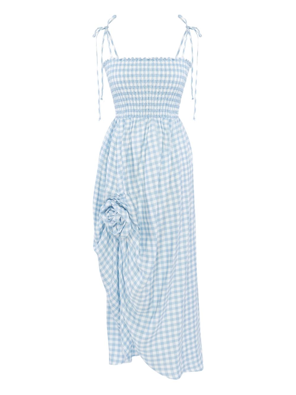 Gingham-pattern midi dress - Blue