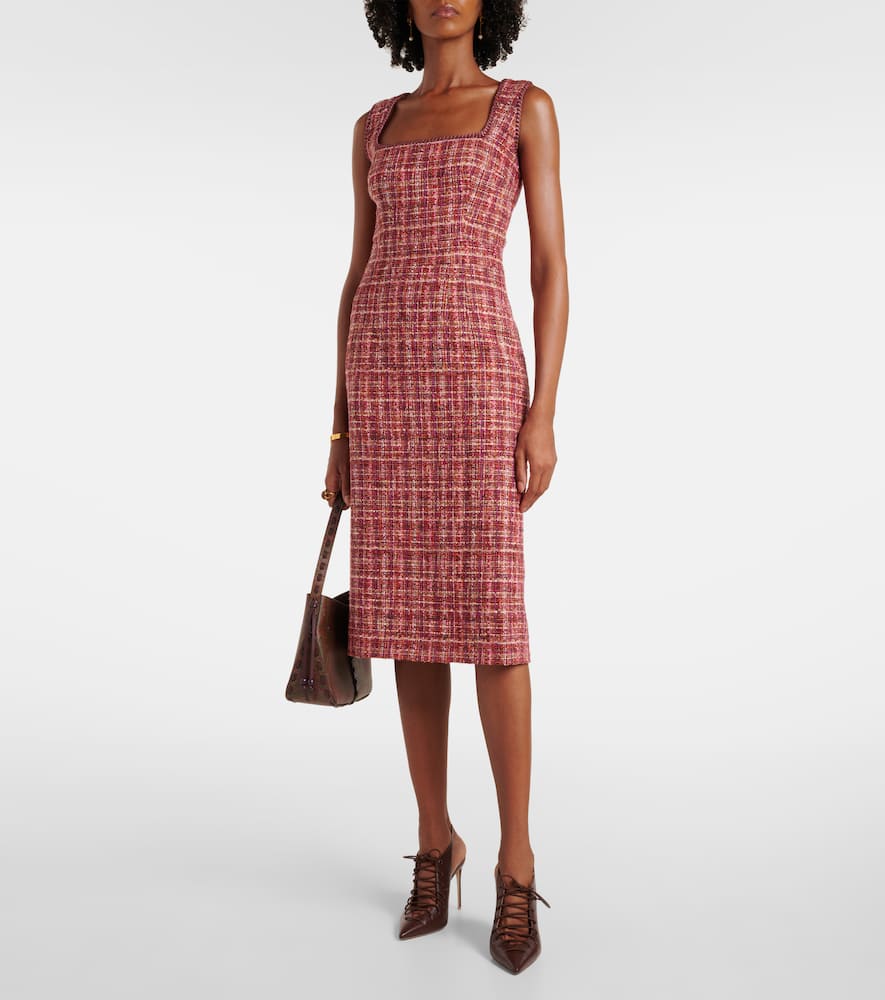 Paisley cotton and wool-blend midi dress
