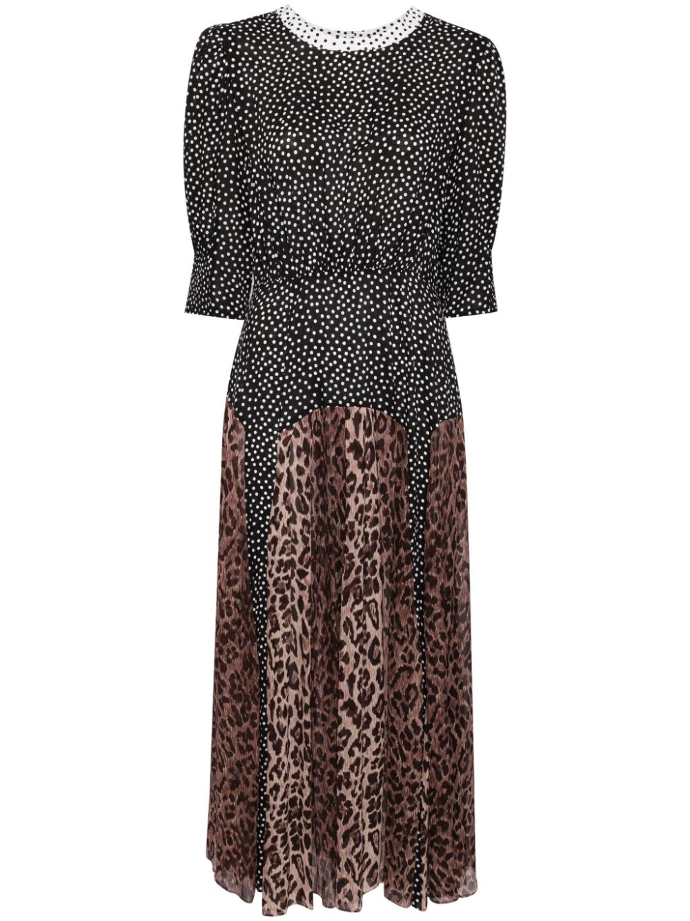Meg Leopard Midi Dress - Black
