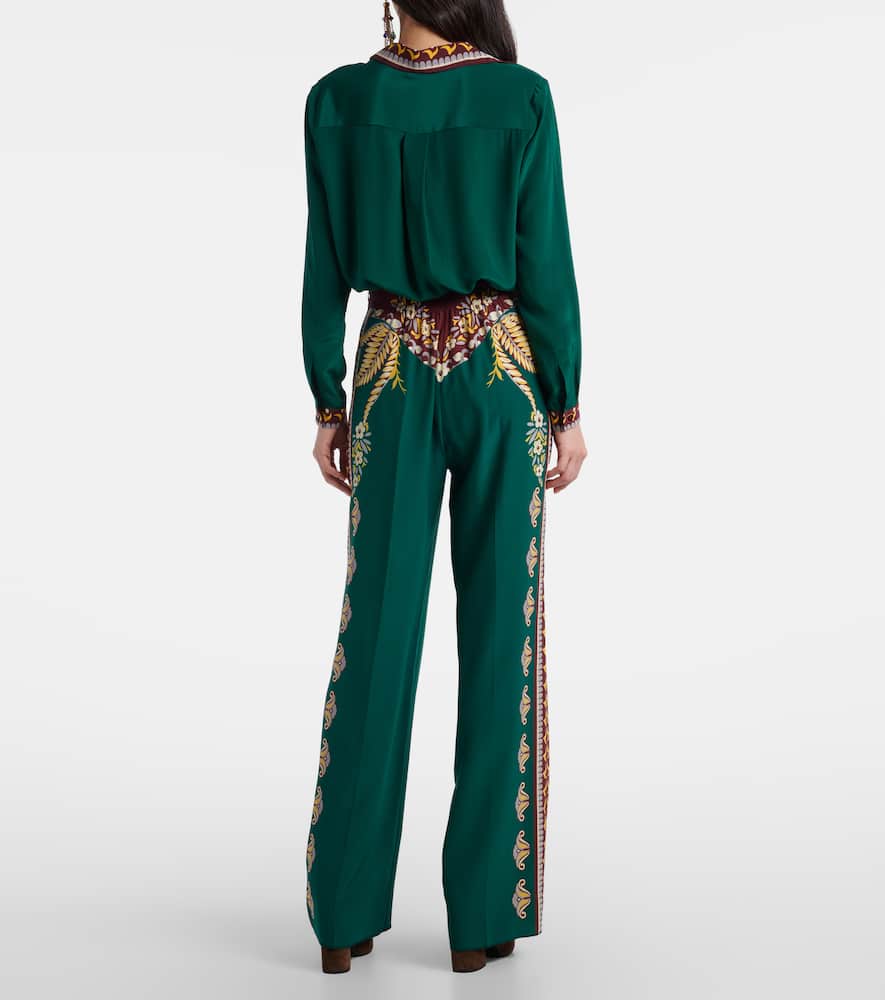 Printed silk wide-leg pants