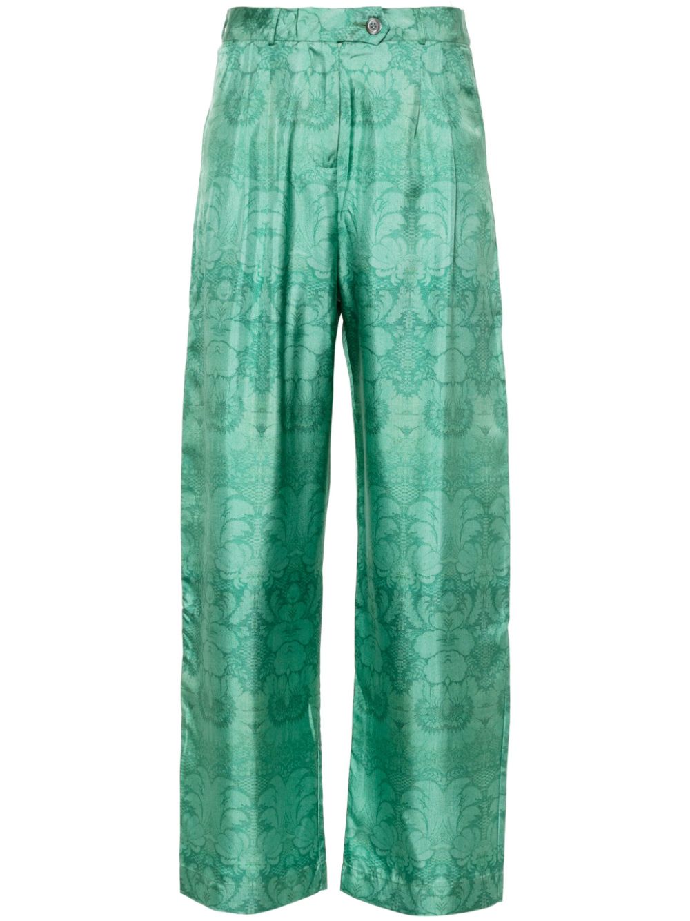 Floral wide-leg trousers - Green