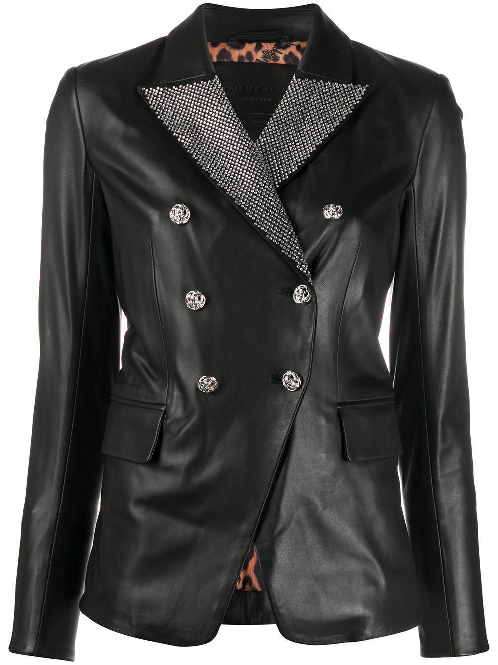 Crystal-embellished double-breasted jacket - Black