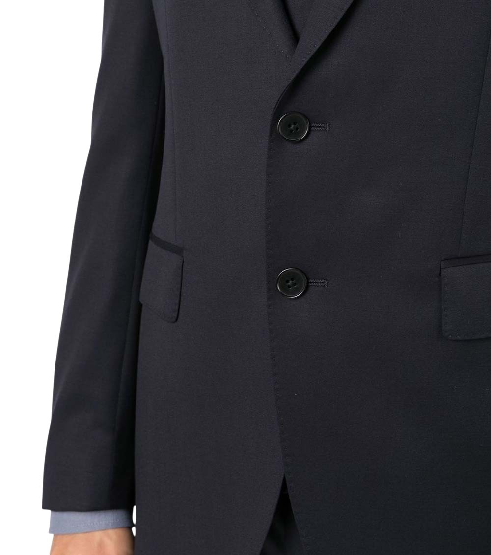 Blue Solid Notched Lapel Blazer